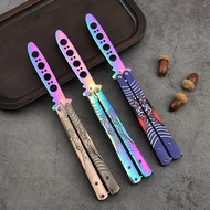 Butterfly Knife Trainer Stainless Steel Spider Print Novice Portable Folding Balisong Practice Hand 