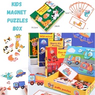 [SG Seller] kids Magnetic puzzles set animal traffic puzzle gift box children day gift birthday return gift