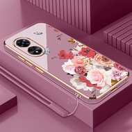 Casing OPPO A17 A97 A78 5G A98 5G OPPO RENO 8T 4G 8T 5G A1 PRO Phone Case butterfly Rose Soft Shell 