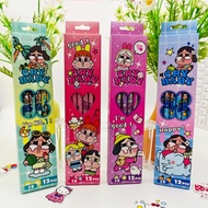 READY STOCK 1box 12pcs Crybaby 2B Pencil 爆款 卡通 可爱 哭娃 铅笔 12支盒装 2B铅笔 木质 Wood pencil Pensel