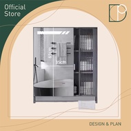 Design Plan Bathroom Wall-Mounted Grey Door Smart Sensing LED Mirror Cabinet With Handle