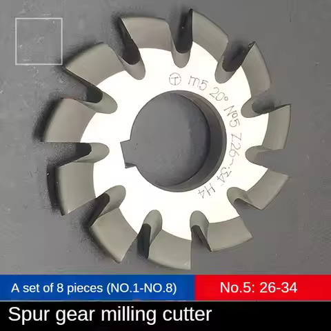 Spur gear milling cutter M1 M1.25 M1.5 M1.75 M2 M2.5 M3 Modulus PA20 degrees NO.1-NO.8 8pcs/set HSS 