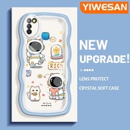 YIWESAN เคสสำหรับ Infinix Smart 5 Hot 10 Lite เคส X657 X657C แฟชั่นลายนักบินอวกาศนำโชคน่ารักสีสันสดใสขอบครีมเคสมือถือกันกระแทกแบบใสนิ่มโปร่งใสลายกล้องถ่ายรูปสุดสร้างสรรค์เคสป้องกันซิลิโคนเรียบง่าย