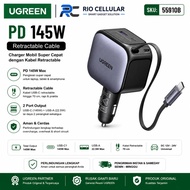 UGREEN 145W 90W 60W Car Charger 3 USB-C & 1 USB-A Ports PD QC4.0 Fast Charging with Retractable Cabl