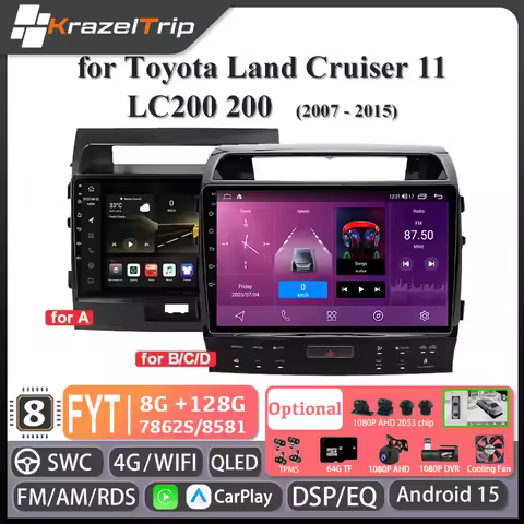 FYT 7862s 8 Core Headunit Car Radio for Toyota Land Cruiser 11 LC200 200 2007 - 2015 Stereo Carplay 