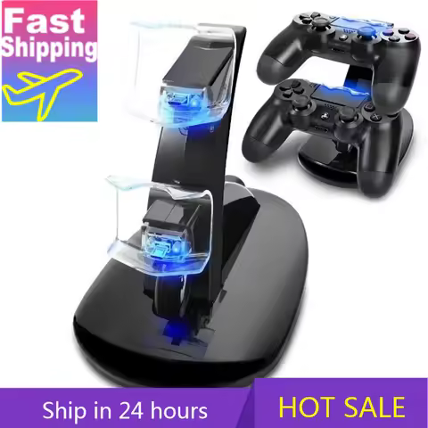 Controller Charger Dock LED Dual USB PS4 Charging Stand Station Cradle for Playstation 4 PS4 / PS4 P