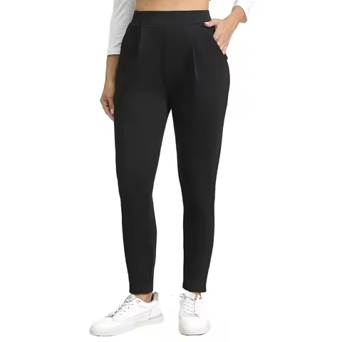 2026 Women’s Plus Size Black Elastic Slim Pants Commute Essential