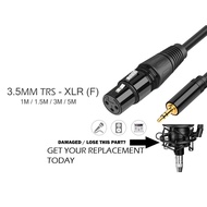 Microphone Cable (5ft) XLR to 3.5mm (Female to Male) | 1.5m Audio Cable for Microphone to Amplifier