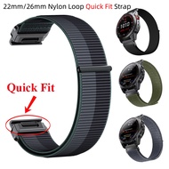 26mm 22mm Soft Breathable Nylon Loop Strap Sports Easy Replace Quick Fit Band For Garmin Fenix 7 7X 6 6X Pro 5 5X Plus 3 3HR 2 Forerunner 965 955 945 935