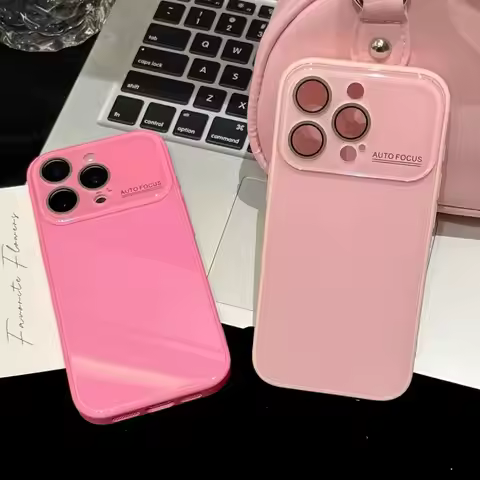 Luxury Glossy Tempered Glass Phone Case for iPhone 17 16 15 14 13 12 11 Pro Max Large Window Lens Pr