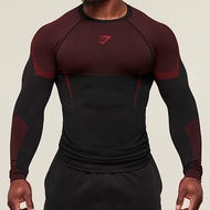 GYMSHARK ONYX5.0 Shark Seamless Men's Quick-Drying Top Tights Sports Fitness Stretch Long Sleeves