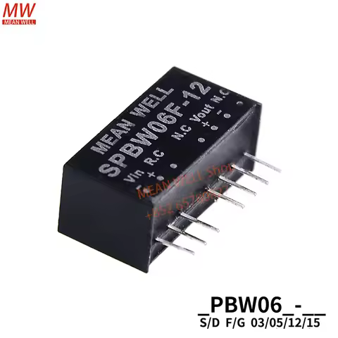 MEAN WELL Switching Power Module 6W SIP Package DC-DC Regulated Converter SPBW06F-03 SPBW06G-05 DPBW
