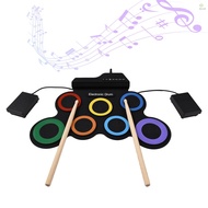 Electric Drum Set Portable Drum Pad Kit 7 Pads with Headphone Jack Pedals Drumsticks Holiday Birthda