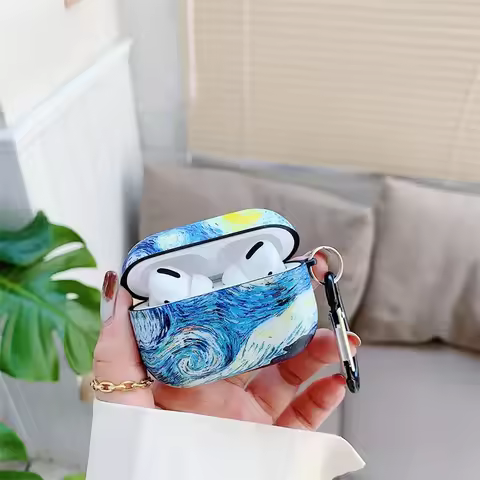 Abstract Starry Sky Case for Airpods Pro 2 3 Cover Soft Van Gogh Art Oil Painting Headset Air Pods B