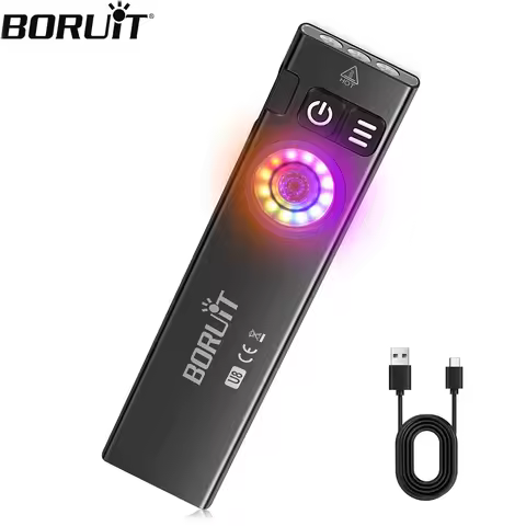 BORUiT U8 EDC LED Flashlight RGB Light 650LM Type-C Rechargeable Mini Torch With Magnetic & Clip Out