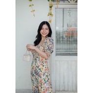 Eva Floral Green Dress Long