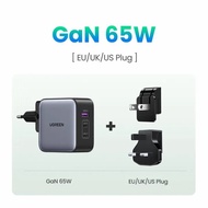 UGREEN Travel Charger PD 65W GaN Fast Charge 2 Type C 1 USB A Travel Adapter Wall Charger with UK/EU