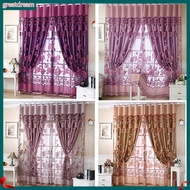 greatdream|  Sheer Floral Voile Tulle Rod Pocket Curtain Door Window Curtain Drape Valance