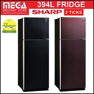 SHARP SJ-PG39P 394L 2 DOOR FRIDGE (2 TICKS) ( SJ-PG39P-BK / SJ-PG39P-BR)