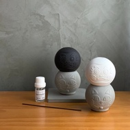 水泥招財貓線香座 ╳ 達摩緣起塔擴香座 (白灰 / 炭灰)