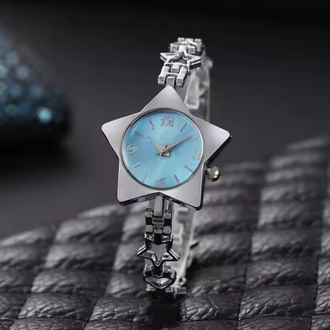 Luxury Zinc Alloy Star Watch Y2k Charm Wristwatch Star Shape Bracelet Gold Silver Simple Chain Watch
