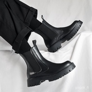 HY-# Chelsea Boots Men's High-Top Cowhide British Style Smoke Boots Summer Thin Dr. Martens Boots Men's Trendy Spring an