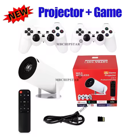 H90PRO 4K Gaming Projector 19000+ 3D Retro Video Games Wireless Gaming Controller for PS1/SEGA Porta