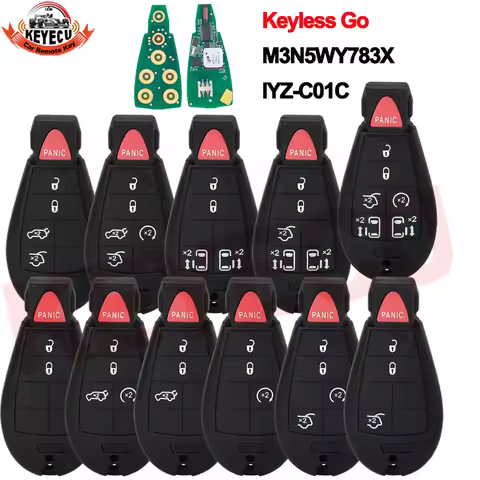 KEYECU Keyless Go ID46 Chip 433MHz Fobik Remote Key 1YZ-C01C For Jeep Grand Cherokee Dodge RAM Chrys