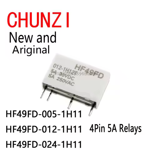 5PCS HF49FD Relay HF49FD-005 012 024 1H11 4Pin 5A Relays DC 5V 12V 24V HF49FD-005-1H11 HF49FD-012-1H