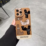 For Huawei Y7 Y6 2018 Pro Y5 2019 P Smart 2021 Phone Case Funny Rabbit Bunny Creative Cute Cartoon Matte Frosted Brown Black White Simple Soft Silicone Casing Cases Case Cover