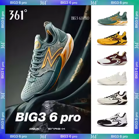361 Degrees BIG3 6.0 Pro Men Basketball Shoes Carbon Plate Breathable Flexible Supportive Cushioning