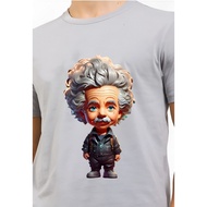 KATUN Men's 3D T-shirt with Professor Albert Einstein Animation Motif 24s Cotton T-shirt H0150 By Ha