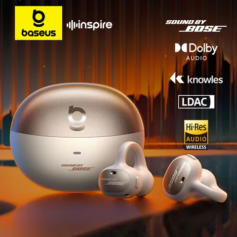 Baseus Inspire XC1 Ear Clip Wireless Earbuds Bluetooth 6.1 Hi-Res Open Earphones earrings 4-Mics Cli