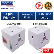 Morries CK 3Way 13A Adapter Wall Socket Plug Extension Adaptor CK8396/CK8398