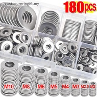 VAS 180pcs Stainless Steel Washers O Ring Fasteners Gasket Set Assortment Kits M2 M2.5 M3 M4 M5 M6 M