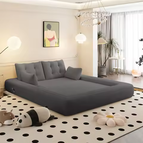 Lazy Sofa Dog Bed Couch Foldable 3-in-1 Teddy Fabric Foam-Filled Boneless Form Compressed Sleeper Fl