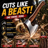 Chops EverythingSuper Sharp Kapak Tulang Lembu Parang Lasak Hutan Hatchet, Besi Kuat Hulu Kayu Axe f
