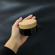 Malaysia Ready Stock Black Cosmetic Jar Container, Plastic Bamboo Wood Grain Body Balm Oil Butter Sc
