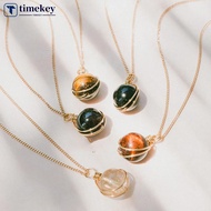 TIMEKEY Crystal Natural Stone Necklace Lucky Positive Energy Healing Jewelry Chakra Balancing Spirit