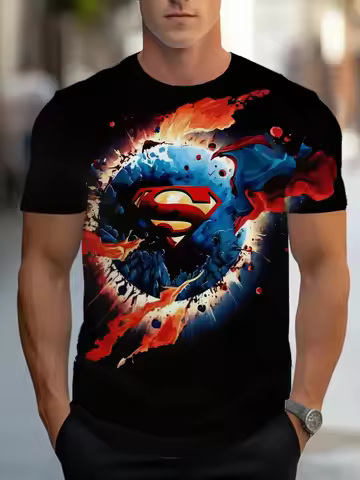 Marvel Men's Superman Graphic T-Shirt Superhero Movie Fan Apparel 3D Print Marvel Anime Super Man T 