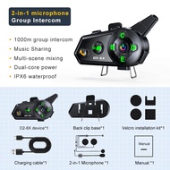 【New】D2-6X Intercom Helmet Bluetooth Headset Noise Reduction Music Sharing Mixing 1 to 5 Wireless Mo