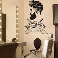 Barber Shop Window Decal Hipster Man Wall Sticker Hair Salon Scissors Murals Shave And Haircut Windo