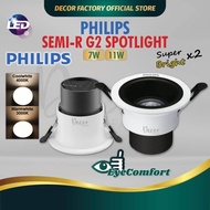 PHILIPS LED Semi Recessed G2 Spotlight RS280 7W 11W Coolwhite Warmwhite Eyeball Ceiling Light Lampu 