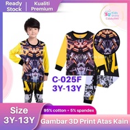 𝐂𝐚𝐥𝐮𝐛𝐲 Bumblebee Transformers Costume Large Kids Pyjamas Baju Tido Budak Kid Cloth Baby Boy Pajamas 