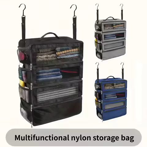 Suitcase Organizer High-capacity Travel Luggage Organizer Hanging Shelve Packing Cube Closet Collaps