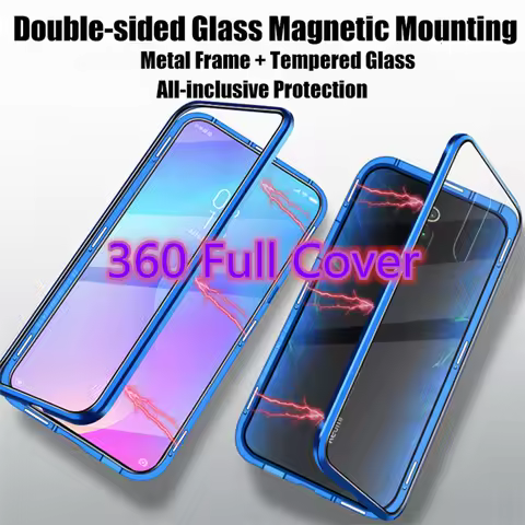 Magnetic 360 Full Cover Metal Flip Case For Xiaomi Mi 9 9T Pro Double side Tempered Glass For Xiaomi