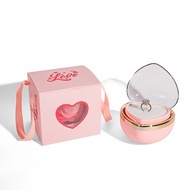 Chinese Valentine's Day 520 Heart-Shaped Rose Spinning Flip Preserved Flower Gift Box Love Ring Box