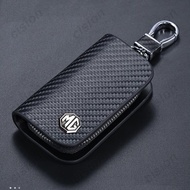 Carbon Fiber Leather Remote Car Key Case Cover Shell Holder Storage Pouch Wallet For MG 3 4 5 6 7 S5