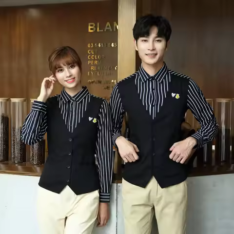 HotelKTVCatering Bar Fake Two-Piece Work Uniform for Women Long Sleeve Chinese and Western Restauran