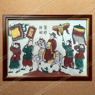 Dong Ho folk painting: Vinh Quy Bai To wall hanging 34x46cm in glossy fabric with genuine composite 